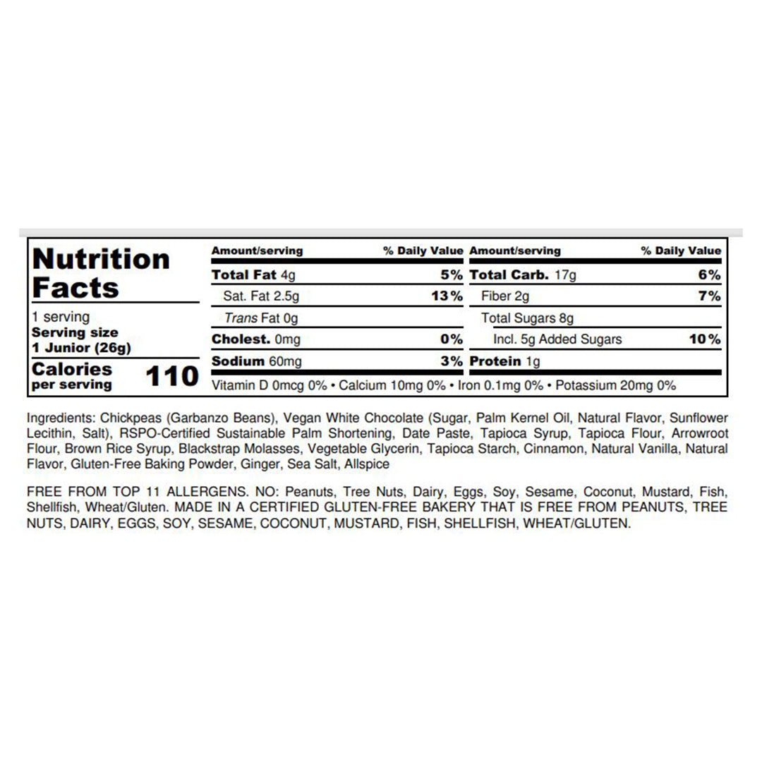 Rule Breaker Snacks Gingerbread Nutrition Facts Panel