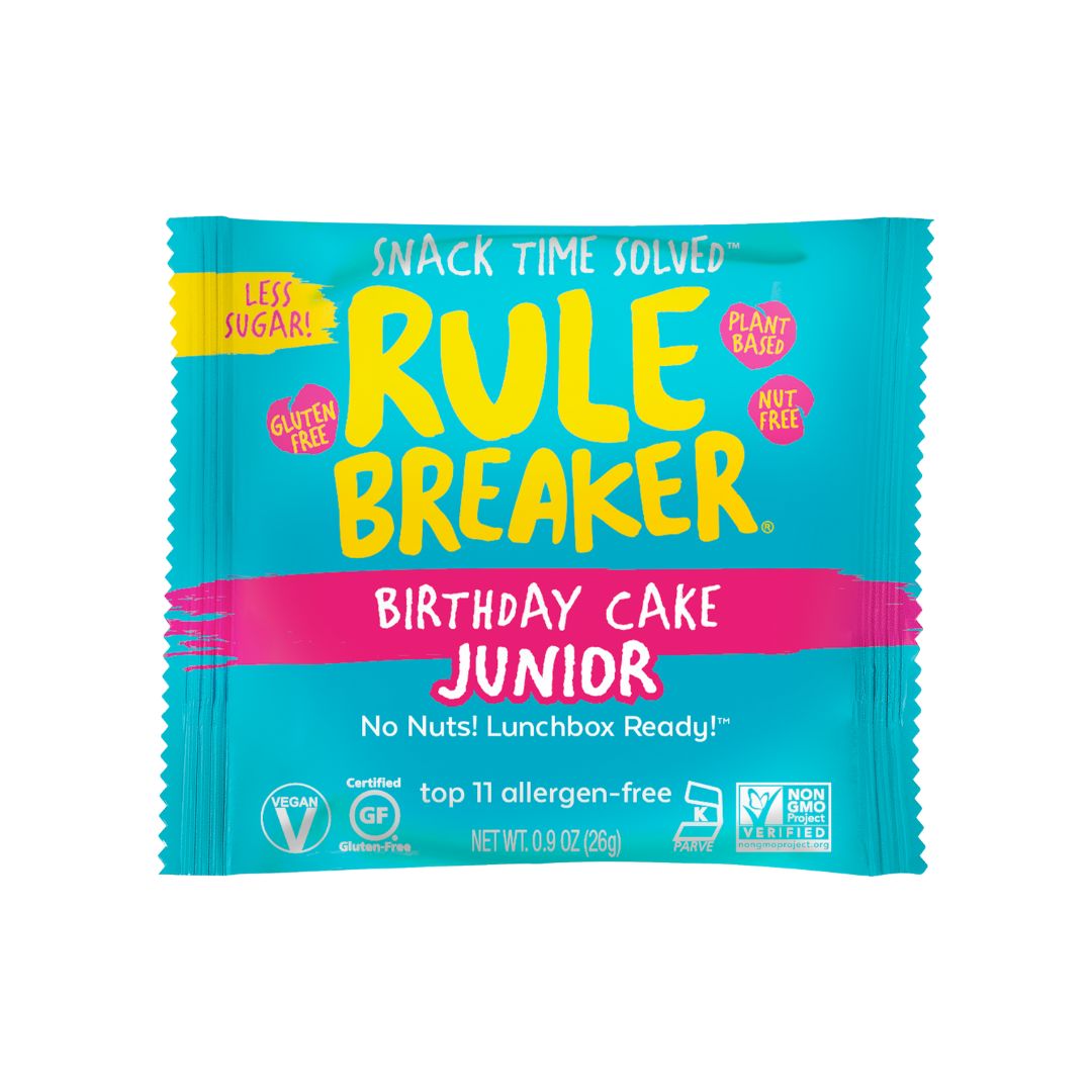 Rule Breaker Snacks birthday cake junior in package nut free