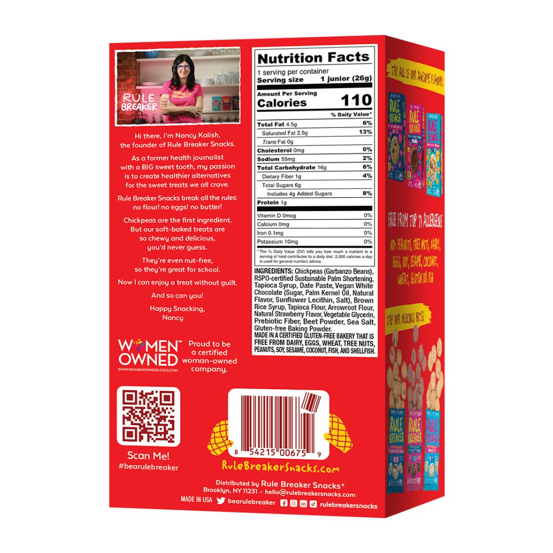 Rule Breaker Snacks Strawberry Shortcake Bites Back of Package Ingredient Label