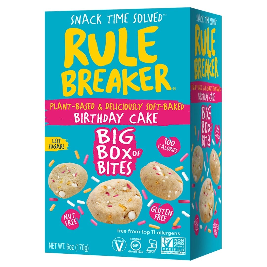 Rule Breaker Snacks Big Box of Bites Birthday Cake box
