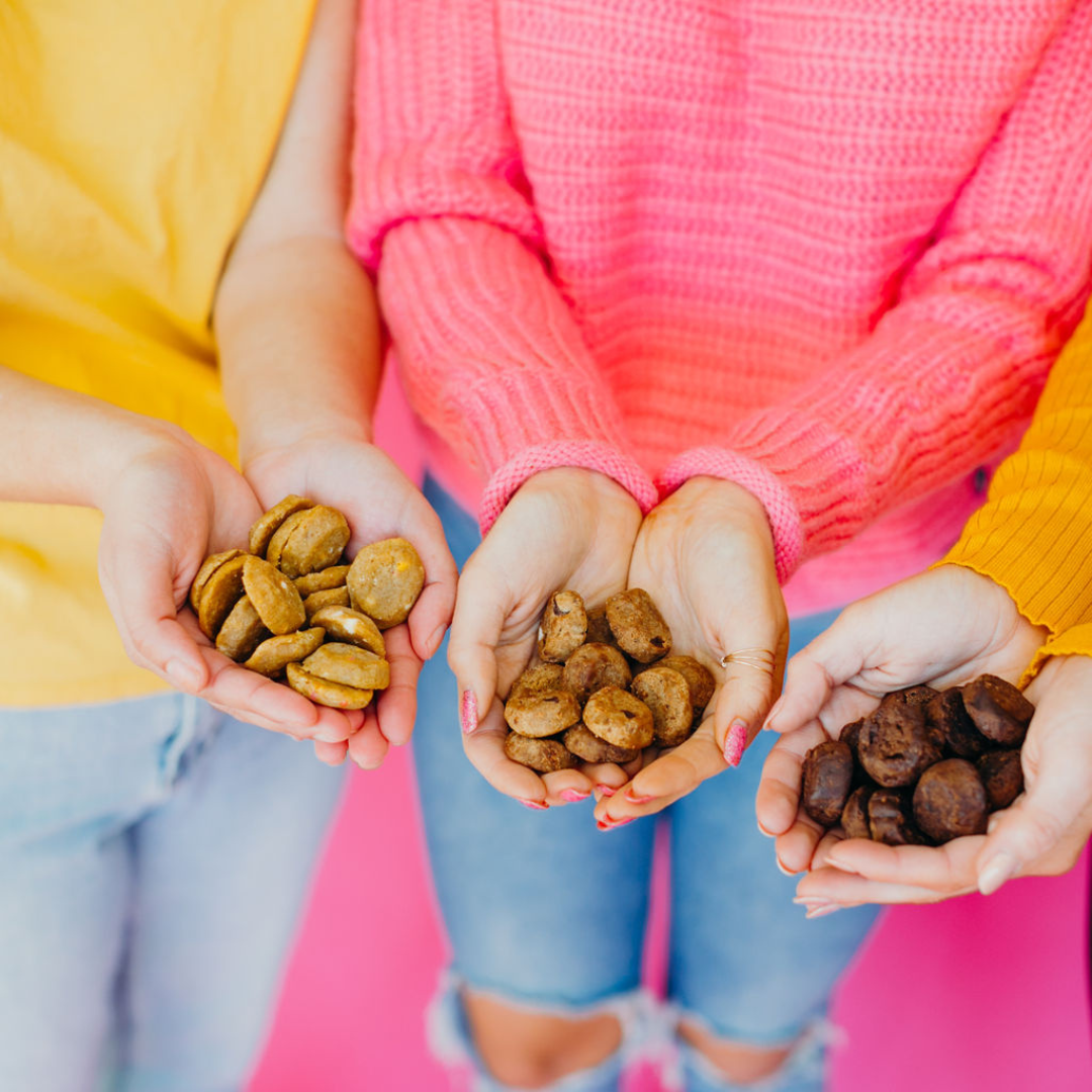 Rule Breaker Snacks Vegan Gluten Free Top 11 Allergen Free Blondie Bites in women's hands