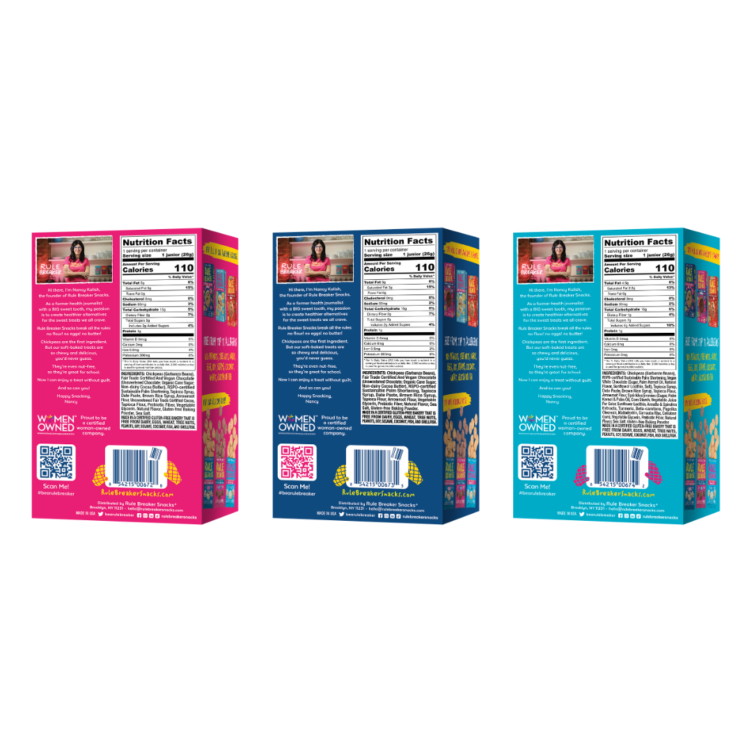 Back panel of Rule Breaker Snacks Juniors boxes