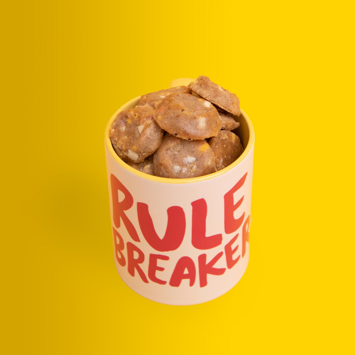 Mug with Rule Breaker logo with butes inside