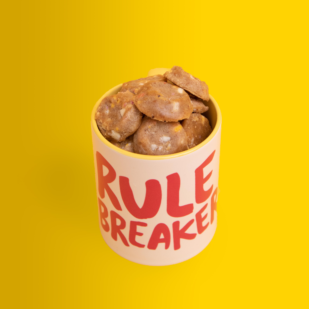 Mug with Rule Breaker logo with butes inside