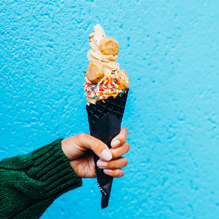 Rule Breaker Snacks Birthday Cake Bites on Ice Cream Cone