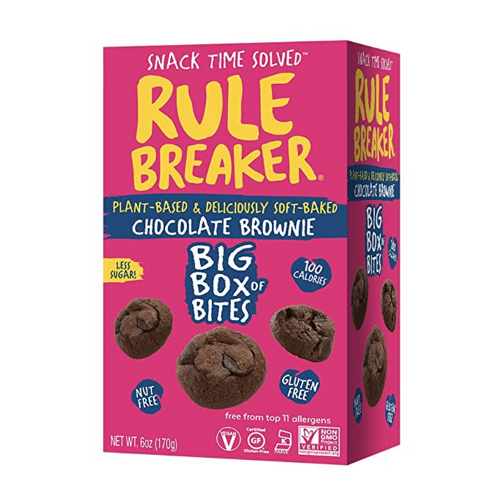 Rule Breaker Snacks Vegan Gluten Free Top 11 Allergen Free Brownie Big Box of Bites